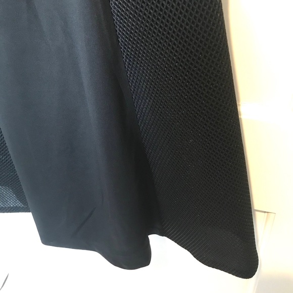 DKNY Half Zip Fit & Flare Black Dress Net Detail 4 - Picture 5 of 5